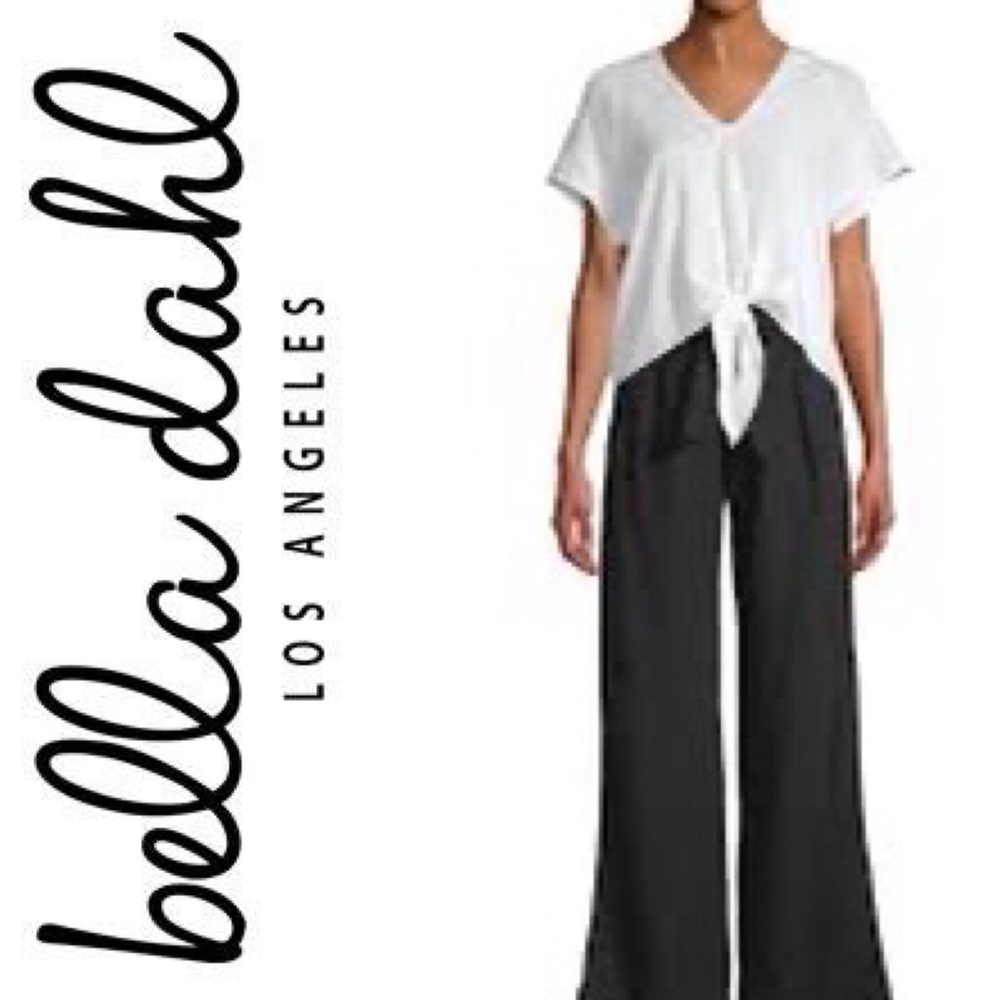 NWT BELLA DAHL Linen Belted Side Stripe pants